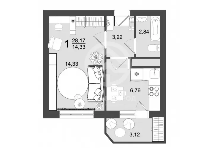 Продажа, 1 к. квартира, Клин, мкр. Майданово , д. 4, к. 2