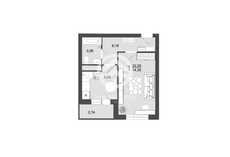 Продажа, 1 к. квартира, Клин, Майданово, д. 4, к. 2