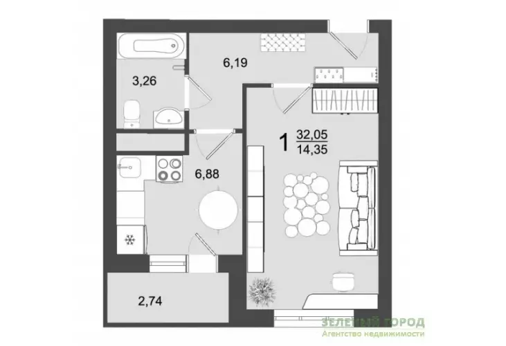 Продажа, 1 к. квартира, Клин, микрорайон Майданово, Майданово, д. 2